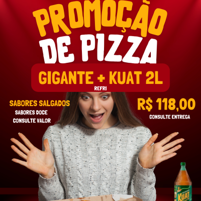 1 Pizza gigante + Refrigerante Kuat 2L
