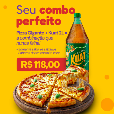 1 Pizza gigante + Refrigerante Kuat 2L